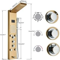LED Hydromassage Shower Column Mixer 5 Functions Shower Panel Set For Bathroom Stainless Steel System Set With Fixed Shower Head,Massage,Hand Shower And Spout Bathtub -Bathroom Supplies Store 92849012 5