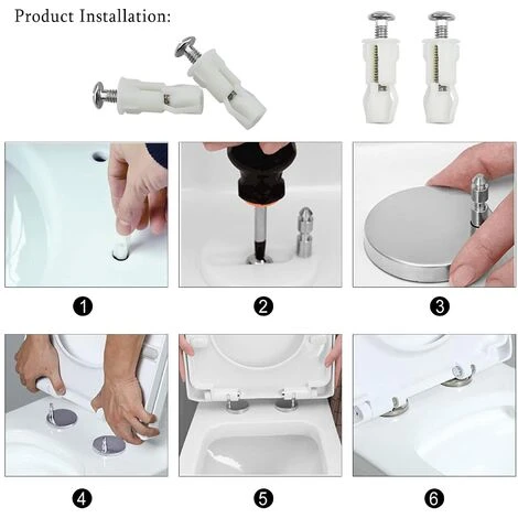 4 Pcs Toilet Seat Hinge Fasteners, Toilet Lid Expansion Screws Toilet Seat Fastener Toilet Seat Screws Set, Toilet Lid Replacement Parts 6 4 Pcs Toilet Seat Hinge Fasteners, Toilet Lid Expansion Screws Toilet Seat Fastener Toilet Seat Screws Set, Toilet Lid Replacement Parts - Image 4
