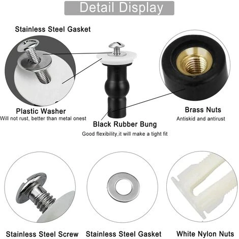 4 Pcs Toilet Seat Hinge Fasteners, Toilet Lid Expansion Screws Toilet Seat Fastener Toilet Seat Screws Set, Toilet Lid Replacement Parts 7 4 Pcs Toilet Seat Hinge Fasteners, Toilet Lid Expansion Screws Toilet Seat Fastener Toilet Seat Screws Set, Toilet Lid Replacement Parts - Image 5