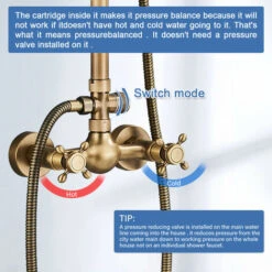 Colonne De Douche Laiton Rétro Système De Douche Réglable Ensemble De Douche Mural Set Kit De Douche En Mitigeur De Douche Pour Salle De Bain Set -Bathroom Supplies Store 93564264 3