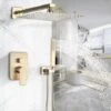 Ensemble De Douche Encastrable Doré Brossé 30cm30cm Système De Douche 2 Fonctions Mitigeur De Douche Avec Pommeau De Douche En Laiton Kit Douche Encastrable Plafond -Bathroom Supplies Store 93564790 1
