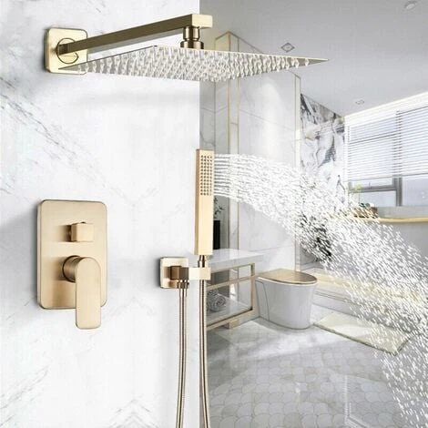 Ensemble De Douche Encastrable Doré Brossé 30cm30cm Système De Douche 2 Fonctions Mitigeur De Douche Avec Pommeau De Douche En Laiton Kit Douche Encastrable Plafond 3 Ensemble De Douche Encastrable Doré Brossé 30cm30cm Système De Douche 2 Fonctions Mitigeur De Douche Avec Pommeau De Douche En Laiton Kit Douche Encastrable Plafond