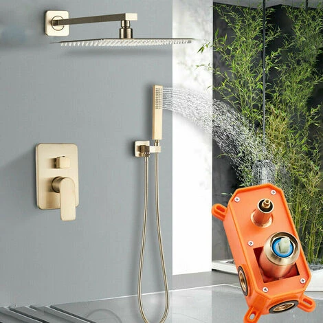 Ensemble De Douche Encastrable Doré Brossé 40cm40cm Système De Douche 2 Fonctions Mitigeur De Douche Avec Ultra Fin Pommeau De Douche En Laiton Kit Douche Encastrable Plafond 3 Ensemble De Douche Encastrable Doré Brossé 40cm40cm Système De Douche 2 Fonctions Mitigeur De Douche Avec Ultra Fin Pommeau De Douche En Laiton Kit Douche Encastrable Plafond