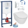 Grohe Toilet Set Rapid SL Support Frame + Serel SP26 Rimless Toilet, Invisible Fixings + Softclose Seat + Chrome Plate -Bathroom Supplies Store 94171463 1