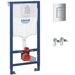 Grohe Toilet Set Rapid SL Support Frame + Serel SP26 Rimless Toilet, Invisible Fixings + Softclose Seat + Chrome Plate -Bathroom Supplies Store 94171463 5