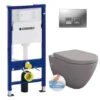 Geberit Toilet Set Duofix UP100 Support Frame + Livea Bello Rimless Toilet, Matt Grey + Softclose Seat + Matt Chrome Plate -Bathroom Supplies Store 94588058 1