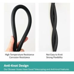 EMKE Replacement Shower Hose 1.7m Stainless Steel Shower Hose G1/2 Universal For Anti-Kink Anti-Explosion Leakproof Strong Tensile Black -Bathroom Supplies Store 94901584 3