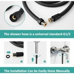 EMKE Replacement Shower Hose 1.7m Stainless Steel Shower Hose G1/2 Universal For Anti-Kink Anti-Explosion Leakproof Strong Tensile Black -Bathroom Supplies Store 94901584 5