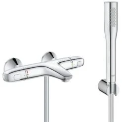 Grohe Bath/shower Set Grohtherm 1000 Thermostatic Mixer + Euphoria Cosmopolitan 1 Jet Stick Shower, Chrome (34155003-Euphoria)