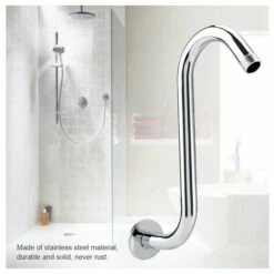 S Shape Shower Arm - 201 Stainless Steel 8 Curved S Shape Shower Arm For Bathroom Accessories -Bathroom Supplies Store 95068116 3