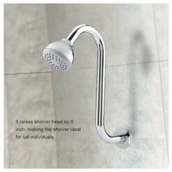 S Shape Shower Arm - 201 Stainless Steel 8 Curved S Shape Shower Arm For Bathroom Accessories -Bathroom Supplies Store 95068116 4