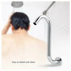S Shape Shower Arm - 201 Stainless Steel 8 Curved S Shape Shower Arm For Bathroom Accessories -Bathroom Supplies Store 95068116 5