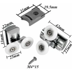 23mm Shower Roller 2 Pieces Up And Down Shower Door Rollers 23mm Shower Door Rollers Sliding Shower Door， -Bathroom Supplies Store 95348923 2
