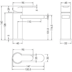 Nuie Windon Brushed Gunmetal Mono Basin Mixer Tap With Push Button Waste - WIN705 7 Nuie Windon Brushed Gunmetal Mono Basin Mixer Tap With Push Button Waste - WIN705 -Bathroom Supplies Store 95410352 3