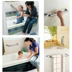 2pcs 30cm Bathroom Grab Bar Wall Shower Safety Bars Tub Handle Stainless Steel Towel Bar For Children Pregnant Women Disabled Seniors -Bathroom Supplies Store 96001253 4