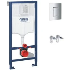 GROHE 38772001 Rapid Sl 3-in-1 Set For Wall-Hung Toilet With Wall Brackets And Skate Cosmopolitan Chrome Flush Plate -Bathroom Supplies Store 96357697 2