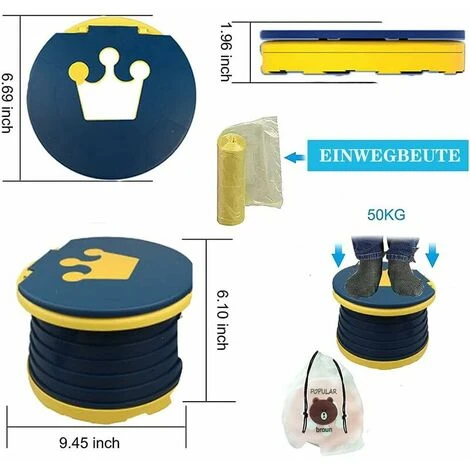 Folding Children's Toilet,Travel Folding Potty,Portable Baby Potty Seat,Foldable Kids Toilet Seat,Indoor Outdoor Baby Travel Potty With Travel Bag (Blue) 4 Folding Children's Toilet,Travel Folding Potty,Portable Baby Potty Seat,Foldable Kids Toilet Seat,Indoor Outdoor Baby Travel Potty With Travel Bag (Blue) - Image 2