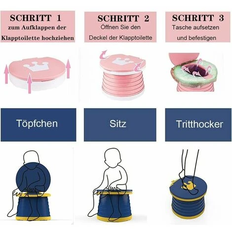 Folding Children's Toilet,Travel Folding Potty,Portable Baby Potty Seat,Foldable Kids Toilet Seat,Indoor Outdoor Baby Travel Potty With Travel Bag (Blue) 5 Folding Children's Toilet,Travel Folding Potty,Portable Baby Potty Seat,Foldable Kids Toilet Seat,Indoor Outdoor Baby Travel Potty With Travel Bag (Blue) - Image 3