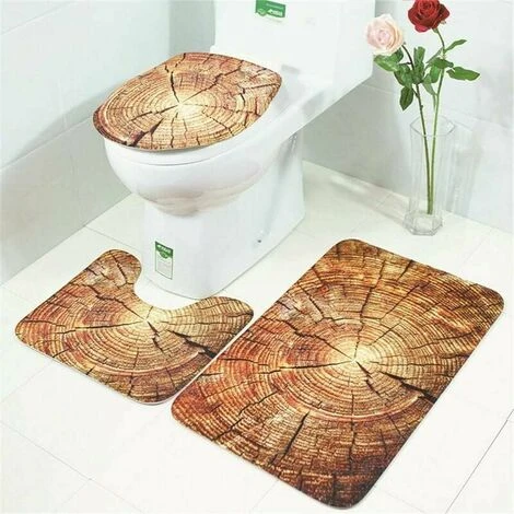 3 Pieces Set Of Bathroom Shower Mats + Foot Bath Mats Mats + Toilet Seat Cover. Non-Slip Shower Curtain Mat - The Underwater World (Wood Grain) 3 3 Pieces Set Of Bathroom Shower Mats + Foot Bath Mats Mats + Toilet Seat Cover. Non-Slip Shower Curtain Mat - The Underwater World (Wood Grain)