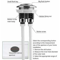 Flush Mechanism Set Of 1 Universal Toilet Cistern Push Buttons - 38mm - Pop Up Button - Standard Flush Button -Bathroom Supplies Store 97811488 3