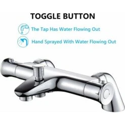 Thermostatic Bathtub Mixer,with 38° Safety Knob Thermostatic Bath Shower Mixer,Thermostatic Bathtub Faucet,Chrome,Brass -Bathroom Supplies Store 97815083 5