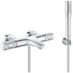 Grohe Bath/shower Set Precision Feel Thermostatic Mixer + Euphoria Cosmopolitan 1 Jet Stick Shower, Chrome (34788000-Euphoria)