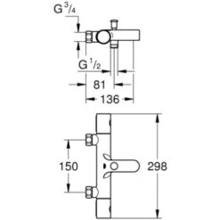 Grohe Bath/shower Set Grohtherm 800 Thermostatic Mixer + 1 Jet Shower Stick, Chrome (34770000-CUBESTICK) -Bathroom Supplies Store 98284145 4