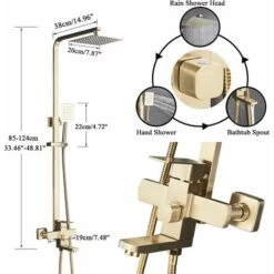 Shower Mixer Taps Shower Set Shower System 3-Function With Rainfall Shower Handheld Bath Tub Brushed Gold -Bathroom Supplies Store 99338373 2