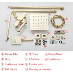 Shower Mixer Taps Shower Set Shower System 3-Function With Rainfall Shower Handheld Bath Tub Brushed Gold -Bathroom Supplies Store 99338373 5