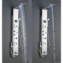 Shower Panel Column Tower LED Shower System With 6 Functions, Unique Powerful Hydromassage And Bidet Tap Shower Tower Wall Mounted Brushed Nickel -Bathroom Supplies Store 99338385 4