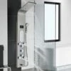 Bathroom Shower Panel Tower System LED Stainless Steel With 5 Function Shower Head Handheld Shower Massage Jets Brushed Nickel