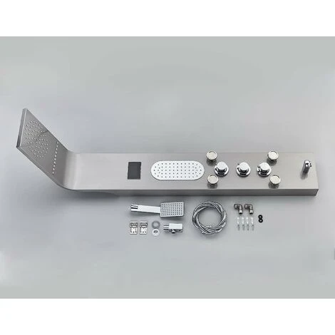 Bathroom Shower Panel Tower System LED Stainless Steel With 5 Function Shower Head Handheld Shower Massage Jets Brushed Nickel 7 Bathroom Shower Panel Tower System LED Stainless Steel With 5 Function Shower Head Handheld Shower Massage Jets Brushed Nickel - Image 5