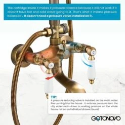 Antique Brass Shower System With 3 Functions Tap Rainfall Head, Handheld Shower, Tub Spout And Shelf, Solid Brass Retro Shower Mixer Taps For Bathroom 9 Antique Brass Shower System With 3 Functions Tap Rainfall Head, Handheld Shower, Tub Spout And Shelf, Solid Brass Retro Shower Mixer Taps For Bathroom -Bathroom Supplies Store 99338398 3