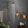 Antique Brass Shower System, Vintage Luxury Brass Shower Faucet Set, Shower Mixer Tap With Rainfall Shower Head, Handheld Shower, Rain Shower Mixer Set -Bathroom Supplies Store 99338404 1