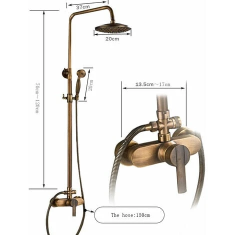 Antique Brass Shower System, Vintage Luxury Brass Shower Faucet Set, Shower Mixer Tap With Rainfall Shower Head, Handheld Shower, Rain Shower Mixer Set 4 Antique Brass Shower System, Vintage Luxury Brass Shower Faucet Set, Shower Mixer Tap With Rainfall Shower Head, Handheld Shower, Rain Shower Mixer Set - Image 2