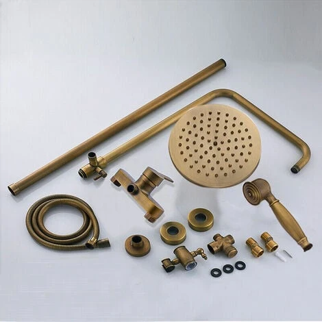 Antique Brass Shower System, Vintage Luxury Brass Shower Faucet Set, Shower Mixer Tap With Rainfall Shower Head, Handheld Shower, Rain Shower Mixer Set 7 Antique Brass Shower System, Vintage Luxury Brass Shower Faucet Set, Shower Mixer Tap With Rainfall Shower Head, Handheld Shower, Rain Shower Mixer Set - Image 5