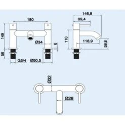 Modern Brushed Brass Designer Deck Mounted Bath Filler Tap -Bathroom Supplies Store 99954397 2